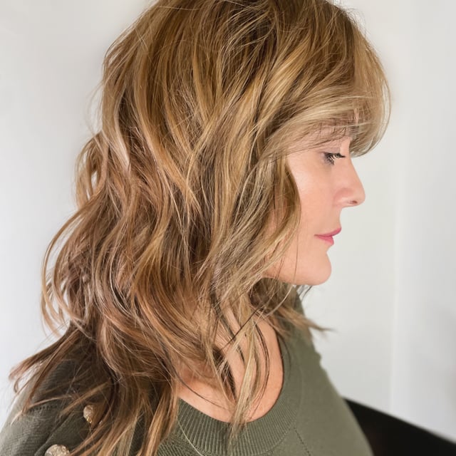Wavy layers on long hair by Zahava at Poza Salon, Charlotte, NC